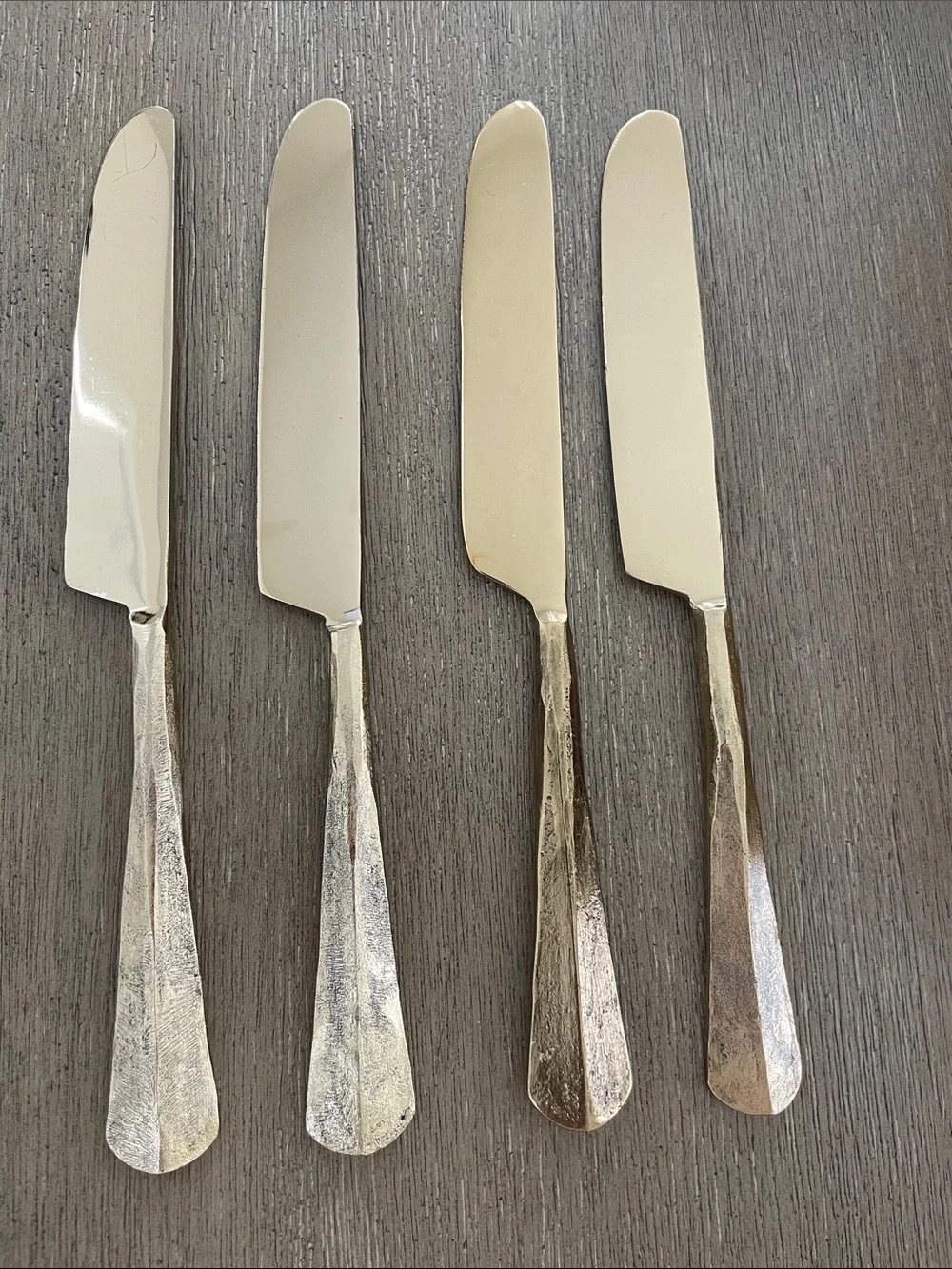 Pottery Barn Ridge Flatware Set (4 USED sets in gold)